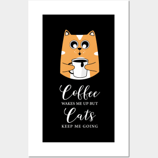 Cat Drinking Coffee - For a Cat and Coffee Lover Posters and Art